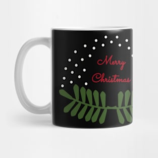 Merry Christmas with mistletoe and snow Mug